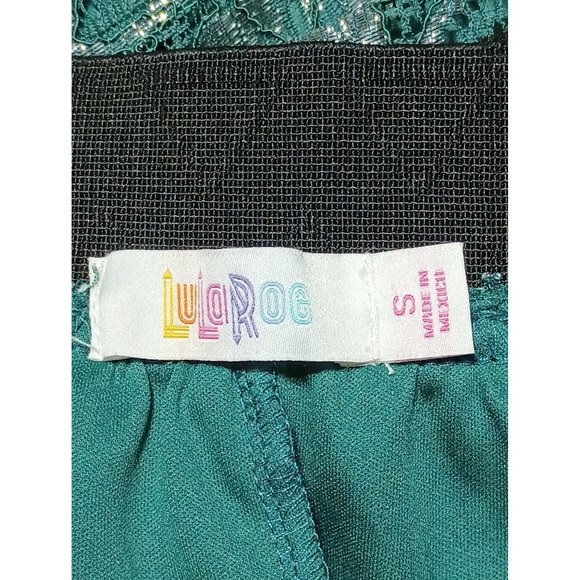 LuLaRoe Lucy Maxi Skirt Womens Size S Small Green Silver Tinsel Floral Lace NWT - Picture 8 of 9